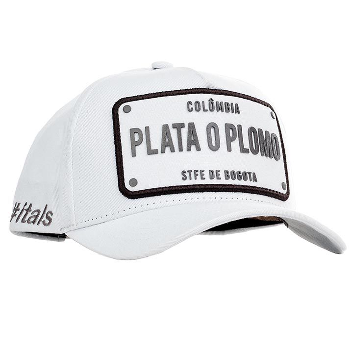 Boné itals Plata o Plomo Branco com Borda Preto