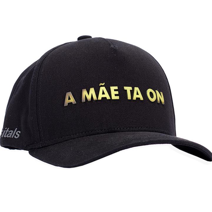 Boné itals Mãe ta On Preto - Tinta Mágica Neon