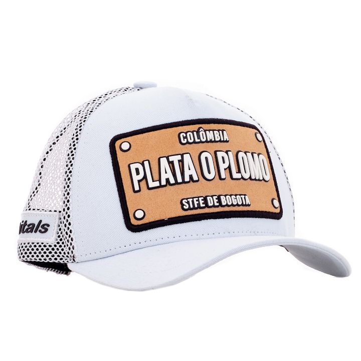 Boné itals Plata o Plomo Branco Patch Brown