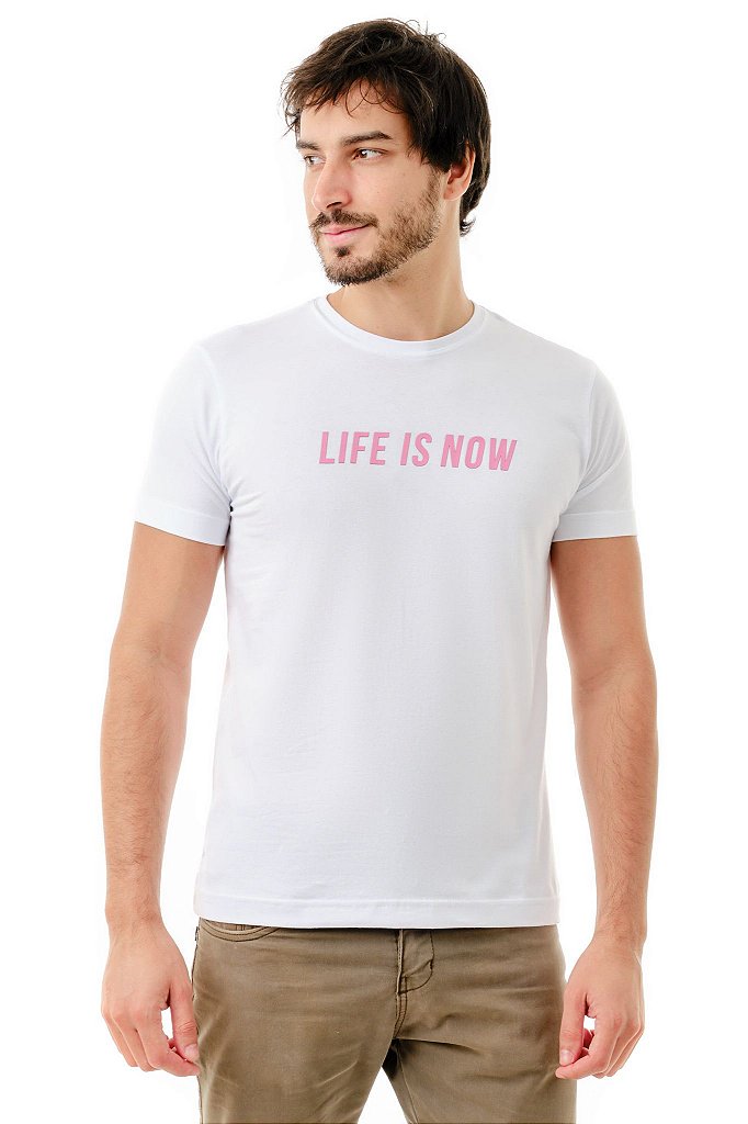 Tshirt Branca Life is Now Pink