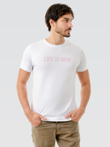 Tshirt Branca Life is Now Rosê