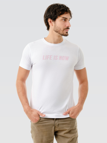 Camiseta Branca Life is Now Rosê