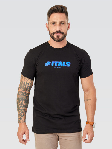 Camiseta Pima Black Neon Blue