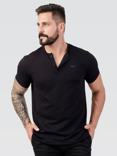 Camiseta Henley Black 