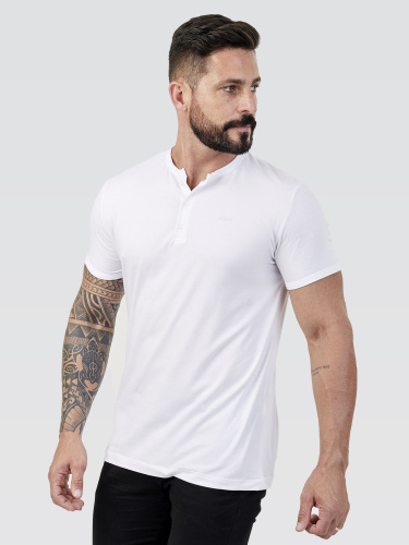 Camiseta Henley Branco