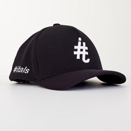 Boné itals Preto Brasão Branco Fechado