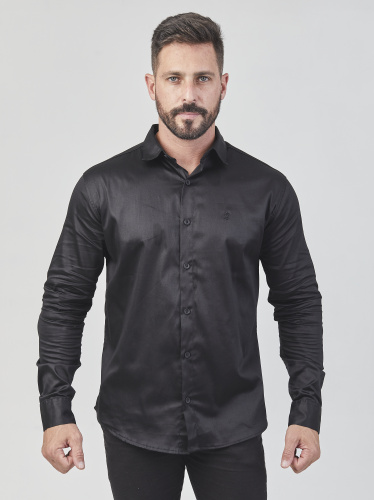 Camisa Social Acetinada Black 