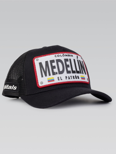 Bone Itals Medellin Preto Patch Vermelho