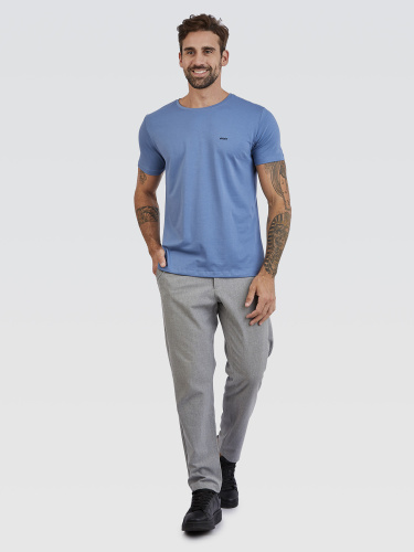 Camiseta Básica Azul Stylo Logo Preto