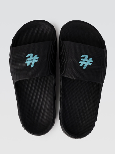 Chinelo Nuvem Adventure Preto Brasão Turquesa  