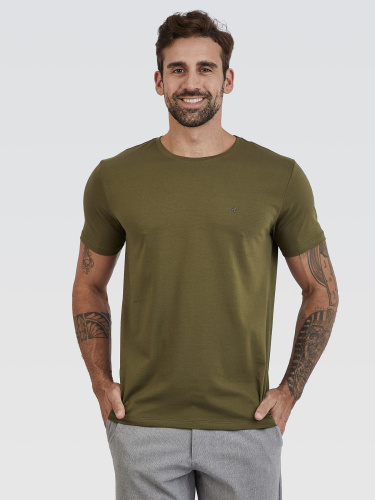 Camiseta Básica Verde Musgo Brasão  