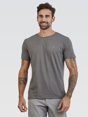 Camiseta Básica Cinza Brasão Cinza
