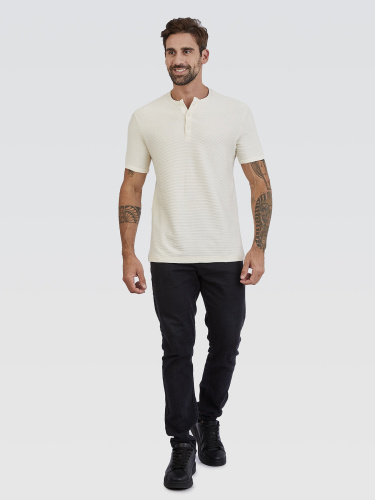 Camiseta Henley Off White Textura