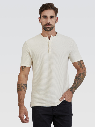 Camiseta Henley Off White Textura