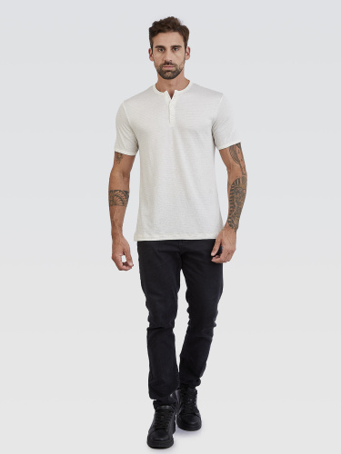 Camiseta Henley Horizonte Creme Mesclado
