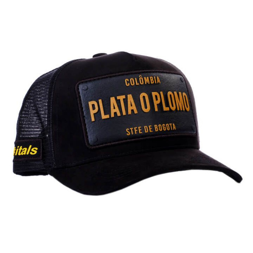 Boné Plata o Plomo Preto e Dourado