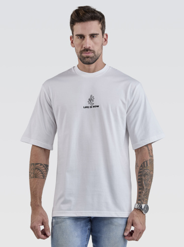 Camiseta Pima Oversized Life Is Now Branco